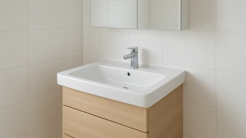 Badsanierung Winterthur - neues Lavabo mit Spiegelschrank
